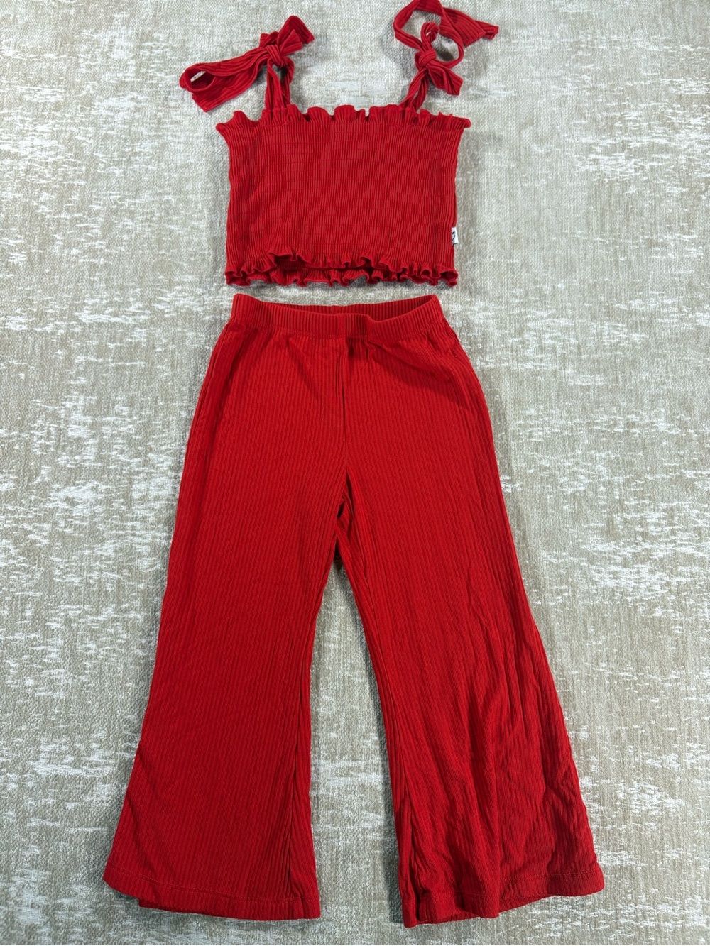 Dream Big Little Co Red Ribbed Two-Piece Matching Set